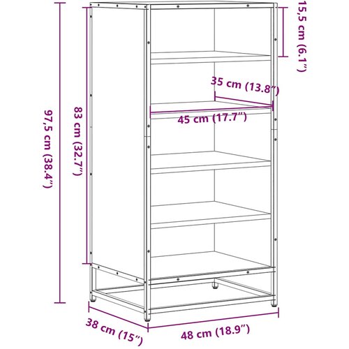  Stalak za cipele boja hrasta 48x38x97,5 cm konstruirano drvo Smeđa Slike