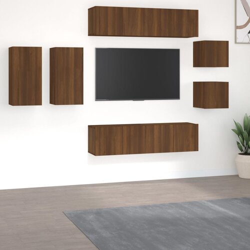 VidaXL 8-dijelni set tv ormarića boja smeđeg hrasta konstruirano drvo Slike