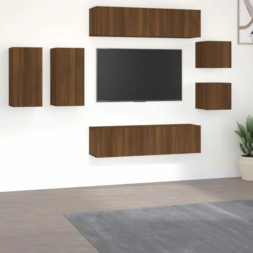 vidaXL 8-dijelni set tv ormarića boja smeđeg hrasta konstruirano drvo