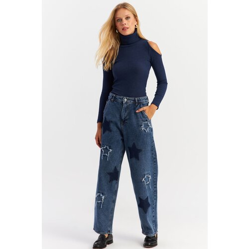 Cool & Sexy Women's Blue Patched Jeans AUR1 Cene