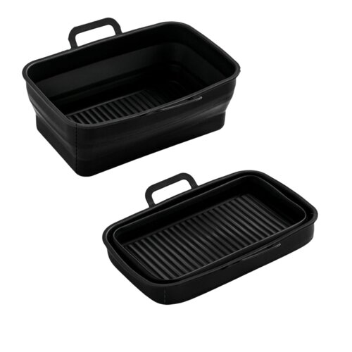 INF Zložljiv kvadratni silikonski kalup Air Fryer 19,5x12,7x7 cm Black, (21247984) Slike