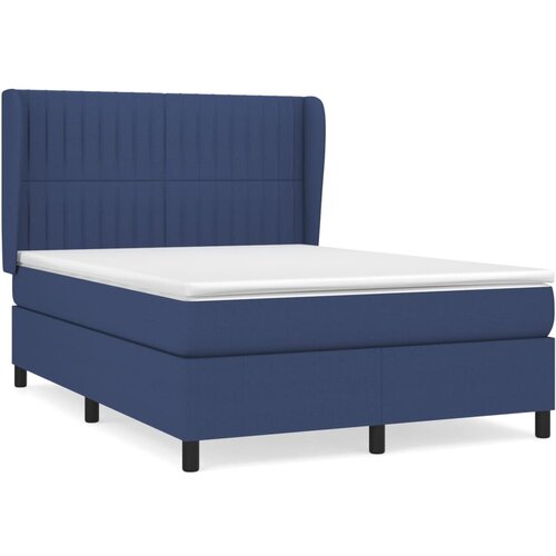 VidaXL Box spring postelja z vzmetnico modra 140x190 cm blago, (20897234) Slike