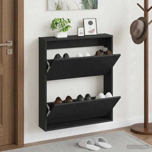  Ormar za cipele na zidu ARNHEM 71 x 17 x 86 cm Crna - Crna Cijene