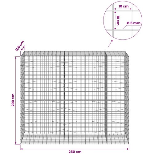  Gabion s žicom debljine 5 mm i mrežom 10x10 cm 250x100x200 cm Slike