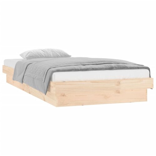 Maison Chic Posteljni okvir - Enojna postelja - Postelja za odrasle LED bel 90x190 cm trden les, (21694447) Slike