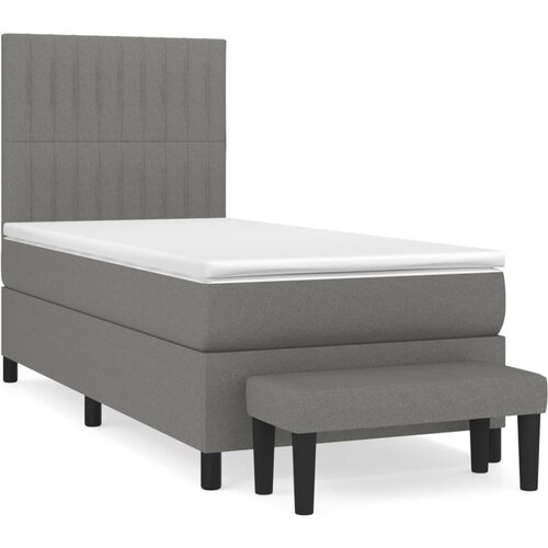 VidaXL Box spring postelja z vzmetnico temno siva 90x190 cm blago, (20791199) Slike