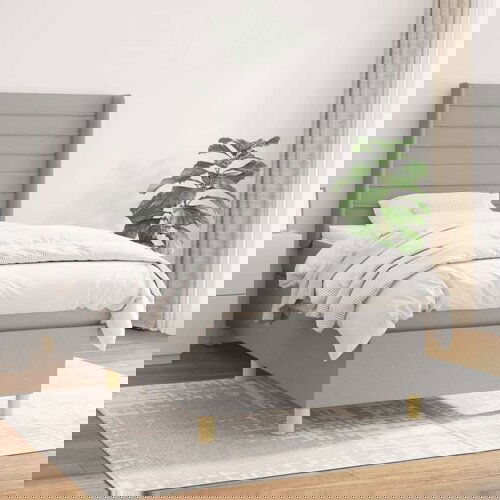  Kreveta s oprugama i madrac svjetlosivi 80x200cm tkanina Slike