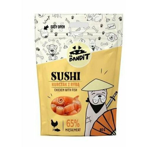 Mr. Bandit Poslastica za pse Sushi, Piletina i bakalar, 80g Cene