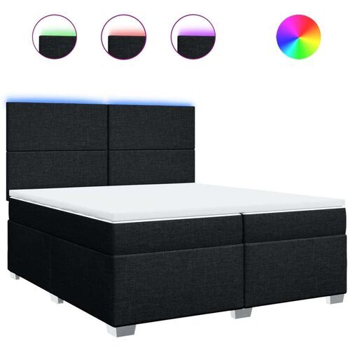 VidaXL Krevet s oprugama i madracem crni 200x200 cm od tkanine Slike