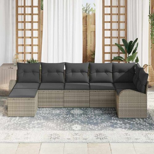  Set sofe 7 kom. Svijetlo siva poliratan Svjetlosiva 289 x 124 x 85 cm Slike