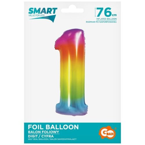 Balon folija v barvah mavrice, 76 cm - številka 1 Cene