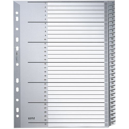  Plastična pregrada A4 &amp;scaron;tevilke 1-31 Leitz 12810000 siva Slike