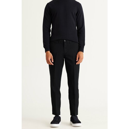 ALTINYILDIZ CLASSICS Men's Black Comfort Fit Relaxed Fit Side Pocket Flexible Dobby Trousers Slike