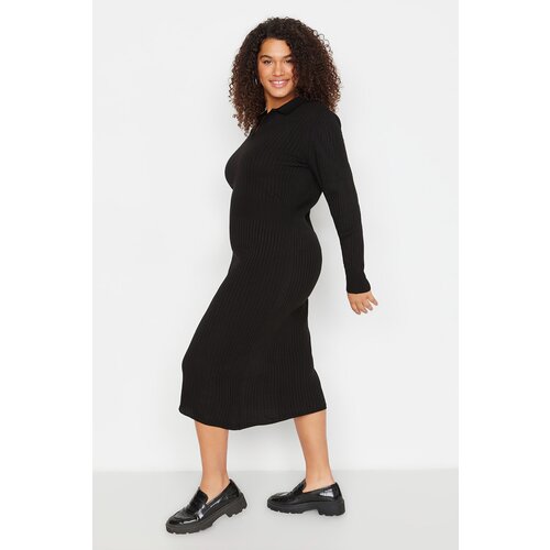 Trendyol Curve Plus Size Dress - Black - Bodycon Cene