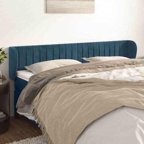  Vzglavje z u&amp;scaron;esi temno modro 163x23x78/88 cm žamet, (20954287) Slike