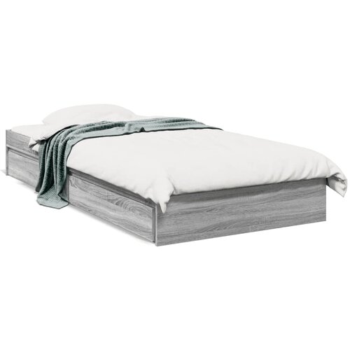 vidaXL Posteljni okvir s predali siva sonoma 75x190 cm inženirski les Cene
