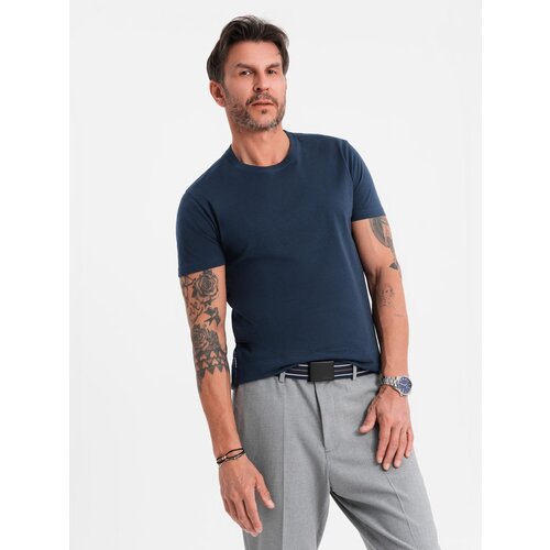 Ombre Classic BASIC men&amp;#039;s cotton T-shirt - navy blue Slike