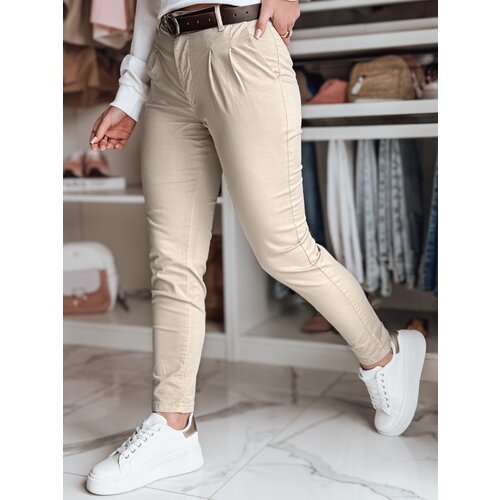 DStreet Spodnie damskie chinosy z paskiem MODELA cappuccino Slike