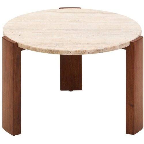 Premier Housewares Rjava/v svetli naravni barvi okrogla klubska mizica z marmorno mizno plo&amp;scaron;čo &amp;oslash; 60 cm Palermo &amp;ndash; Slike