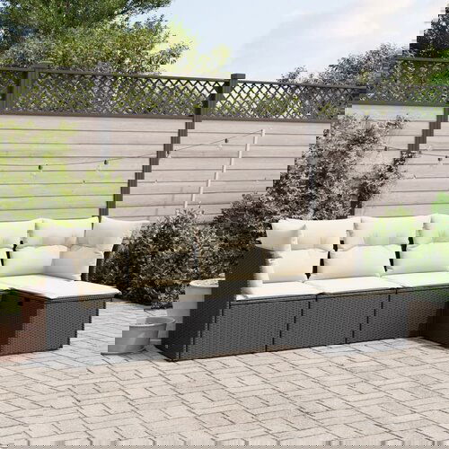 vidaXL 5-dijelna vrtna garnitura od poliratana s jastucima crna Cijene