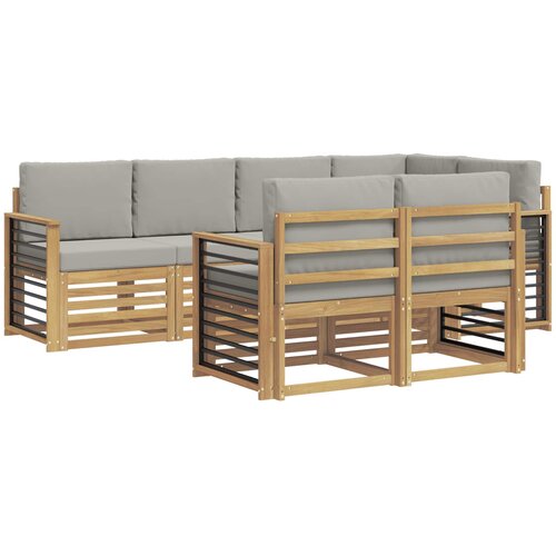 Set vanjskih sofa 7 kom. Bijela i svjetlosiva Poliester 247 x 128,5 x 73 cm Slike