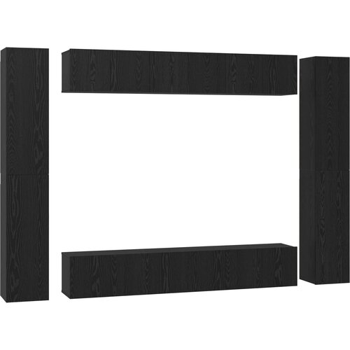  Set TV komoda Zidne 10 pcs Crni hrast Konstruirano drvo Slike