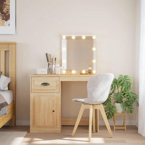 VidaXL Toaletna mizica z LED lučkami sonoma hrast 90x42x132,5 cm Slike