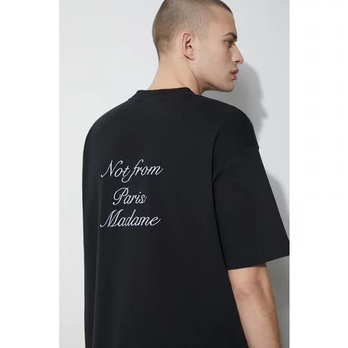 Drôle de Monsieur Pamučna majica Le T-Shirt Slogan Cursive za muškarce, boja: crna, s aplikacijom, D-TS198-CO002-BL