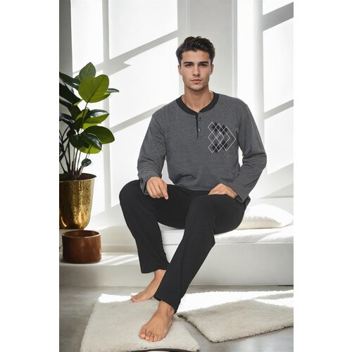 Dewberry J3084 Mens Two Thread Thick Long Sleeve Pyjama Set-GREY Cijene