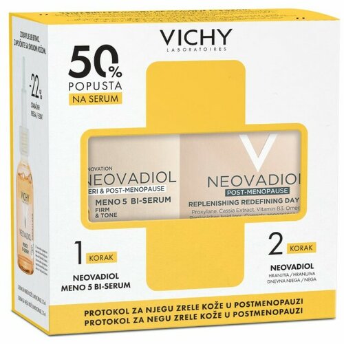 Vichy neovadiol meno 5 bi- serum, 30 ml + hranljiva dnevna nega za kožu u postmenopauzi, 50 ml Cene