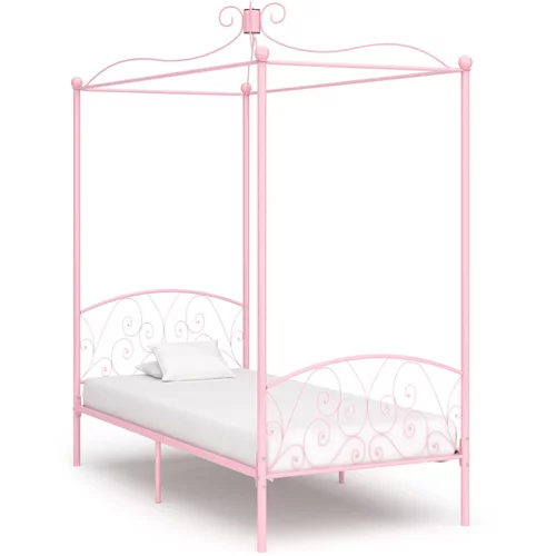  za krevet s nadstrešnicom ružičasti metalni 100 x 200 cm