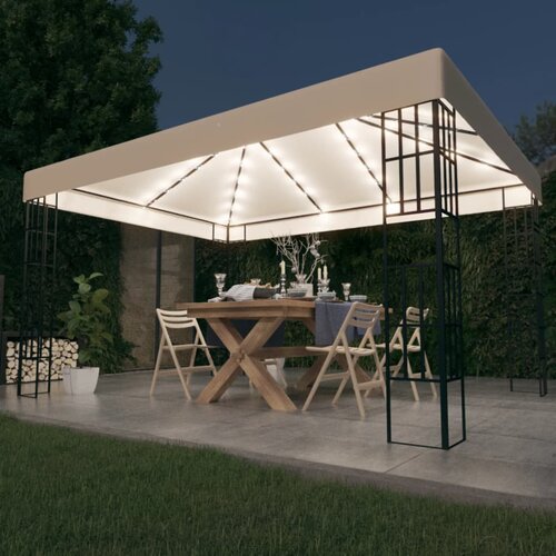  Sjenica s LED svjetlosnim trakama 3 x 4 m krem Cijene