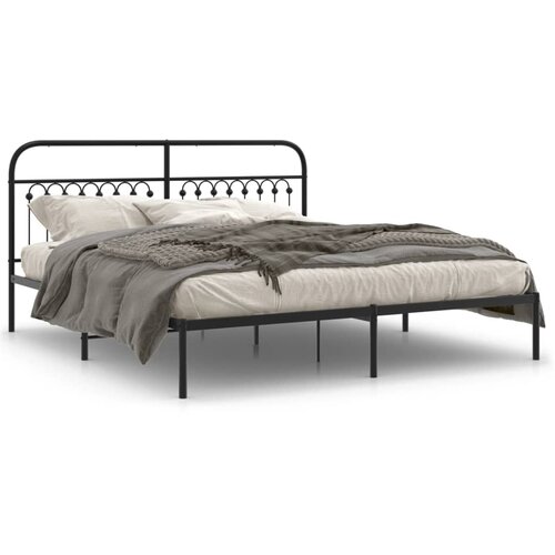 vidaXL Kovinski posteljni okvir z vzglavjem črn 183x213 cm Cene