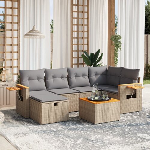 7-dijelni set vrtnih sofa s jastucima bež od poliratana Cijene