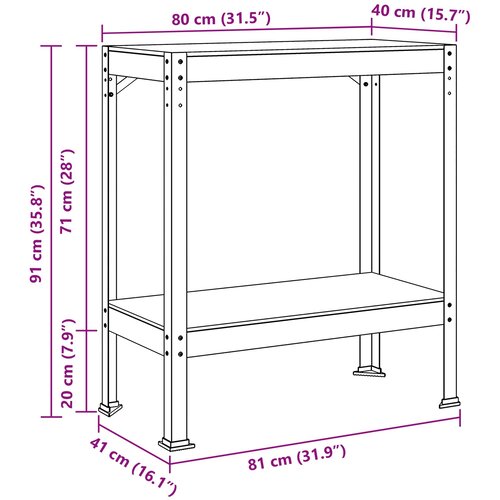  Radna klupa Crna 81 x 41 x 91 cm Projektirano drvo i metal Slike