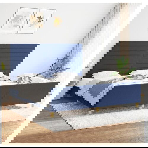 VidaXL Posteljni okvir z vzglavjem moder 180x200 cm blago Slike