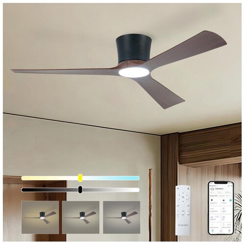  ZEVENTI - LED plafonski ventilator AUREX LED/24W/230V Wi-Fi Tuya crna/orah + daljinski upravljač Cene