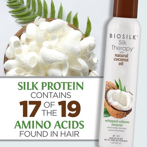 Farouk Systems Biosilk Silk Therapy Organic Coconut Oil Whipped Volume Mousse oblikovanje pričeske nizka 227 g Cene