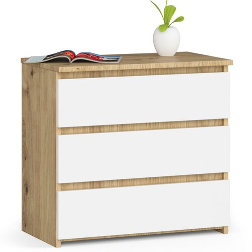 AKORD KOMODA CL3 3SZ CLP OAK ARTISAN / WHITE, (21702835) Cene