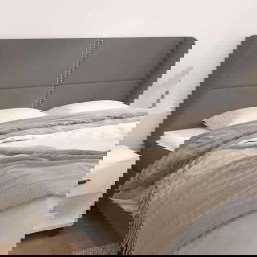  Vzglavje z u&amp;scaron;esi sivo 183x23x118/128 cm umetno usnje, (20932096) Slike