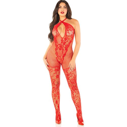 LEG AVENUE BODYSTOCKINGS LEG AVENUE - FLOWER PRINT MESH BODYSTOCKING RED ONE SIZE Cijene
