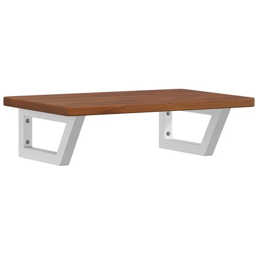  Zidna polica za umivaonik od čelika i masivne hrastovine Smeđa 60 x 40 x 2.5 cm Slike
