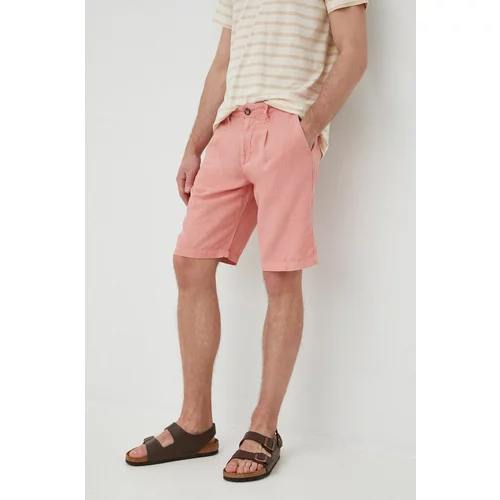 Pepe Jeans Kratke hlače iz mešanice lana Arkin Short Linen moške, roza barva