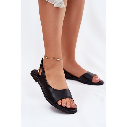 EVENTO Ladies Flat Heel Sandals Black Weanise Slike