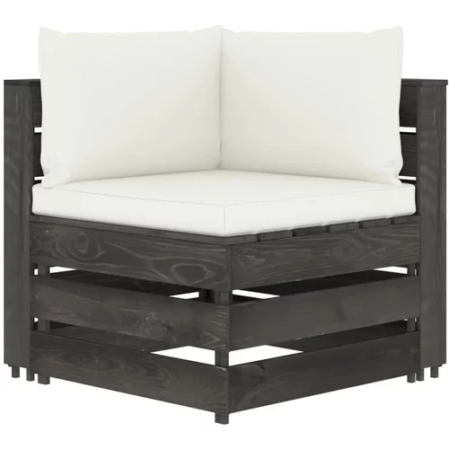  Modularna kutna sofa s jastucima od sivo impregniranog drva