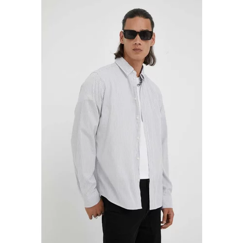 Les Deux Pamučna košulja Kristian Stripe za muškarce, boja: siva, regular, o button-down ovratnikom