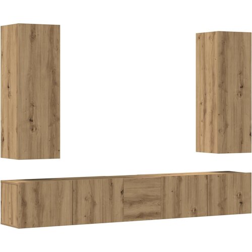 VidaXL 5 kosov stenske TV omarice Artisan Oak Engineered Wood, (21824129) Slike
