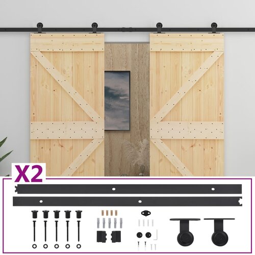 vidaXL Drsna vrata s kompletom vodil 80x210 cm trdna borovina, (20767292) Cene