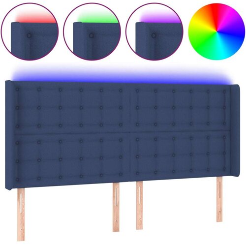  Uzglavlje plavo 203 x 16 x 118/128 cm od tkanine Slike