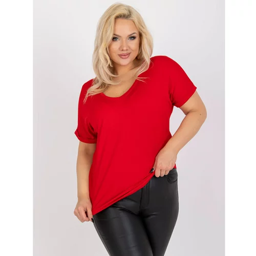 Fashion Hunters Basic red plus size blouse made of viscose